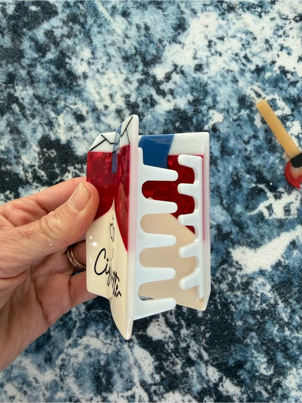 Novelty Ciggy Hair Claw Clip & Flame Bobby Pin Acetate